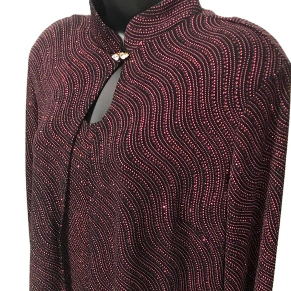 VTG Blu Sage 2 Piece Jacket & Tank Top Set Women's XL Black & Red Glitter USA - Picture 3 of 6